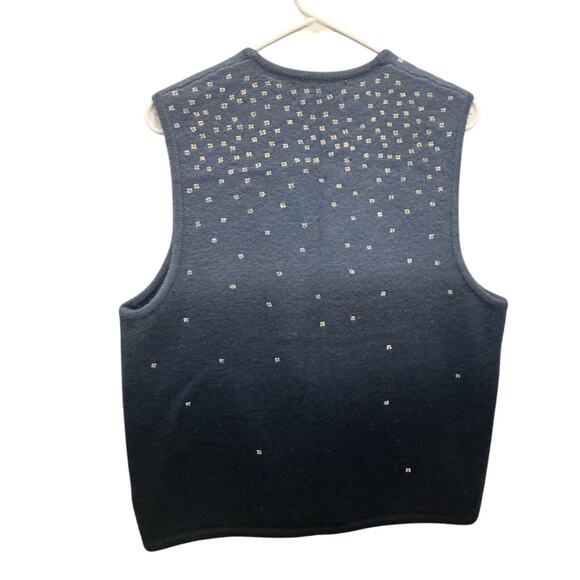 Vintage Womens Wool Vest Size Medium Snowman Christmas Embroidered Blue Snow - Picture 4 of 6